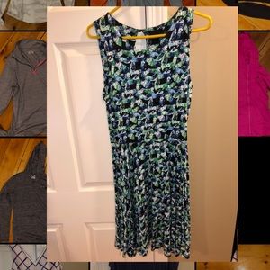 Blue and green patterned dress